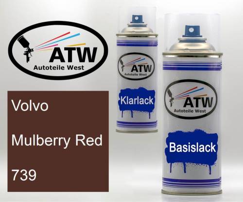 Volvo, Mulberry Red, 739: 400ml Sprühdose + 400ml Klarlack - Set, von ATW Autoteile West.